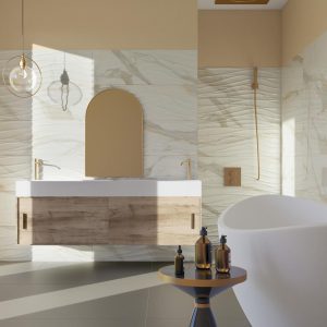 Faïence murale effet marbre 30x90 CALACATA GOLD – Revêtement mural brillant ou mat