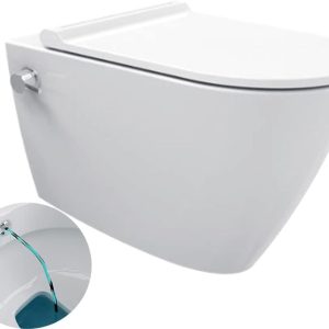 WC suspendu ALESTA sans bride avec fonction bidet (Taharet) – Soft Close