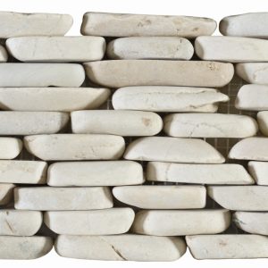 Mosaïque galets pierre naturelle BATIK BLANCO – Revêtement mural & sol intérieur / extérieur Mosavit