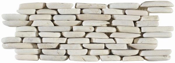 Mosaïque galets pierre naturelle BATIK BLANCO – Revêtement mural & sol intérieur / extérieur Mosavit