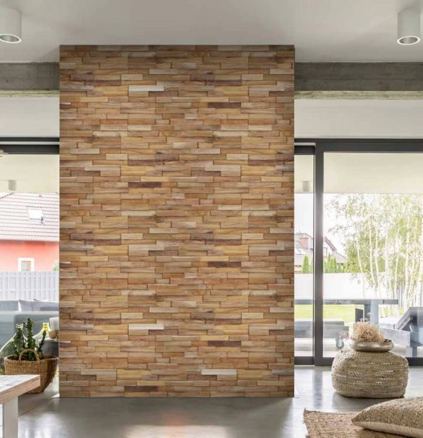 Mosaïque murale bois naturel MANAOS – Revêtement mural décoratif Mosavit