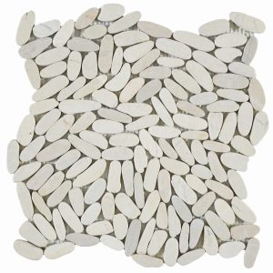 Mosaïque pierre naturelle OVALIN BLANCO – Revêtement mural & sol intérieur / extérieur Mosavit