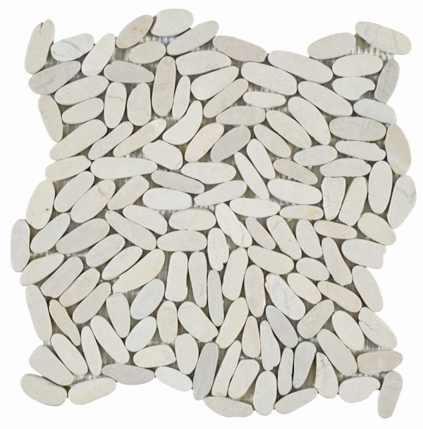 Mosaïque pierre naturelle OVALIN BLANCO – Revêtement mural & sol intérieur / extérieur Mosavit