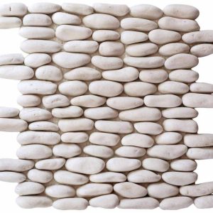 Mosaïque galets pierre naturelle CANTO BLANCA – Revêtement mural & sol intérieur / extérieur Mosavit