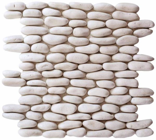 Mosaïque galets pierre naturelle CANTO BLANCA – Revêtement mural & sol intérieur / extérieur Mosavit