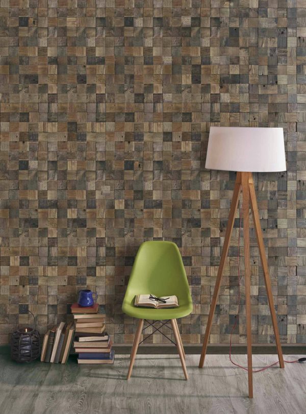 Mosaïque murale bois naturel SW CADDO – Revêtement mural décoratif Mosavit