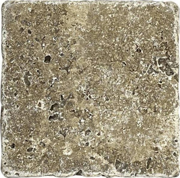 Mosaïque pierre naturelle Travertino Noce 10×10 cm – Revêtement mural et sol intérieur Mosavit