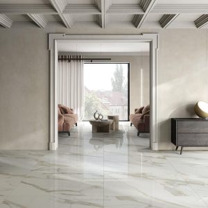 Carrelage effet marbre 120x120 CALACATA GOLD – Grand format luxe brillant