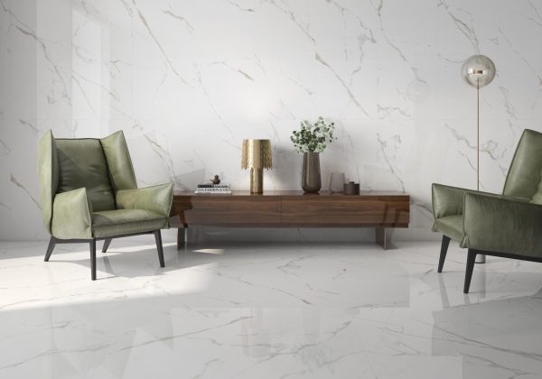 Carrelage effet marbre CASTELLO 120x120 – Grand format brillant ou satiné