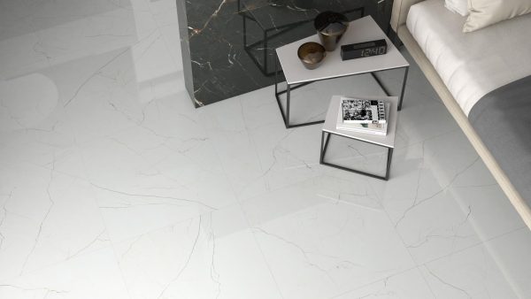 Carrelage effet pierre marbrée 120x120 DESERT – Grand format brillant intérieur