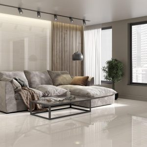 Carrelage effet marbre blanc 120x120 DOLOMITE – Grand format brillant intérieur