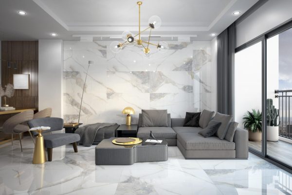 Carrelage effet marbre poli 120x120 PIETRA DI MARMI – Style élégant lumineux