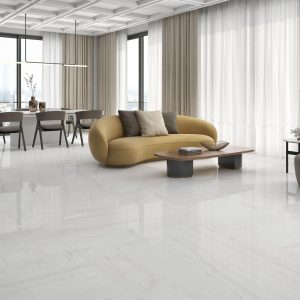 Carrelage effet marbre blanc 120x120 MONTEBIANCO – Grand format intérieur