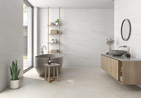 Carrelage effet marbre blanc 60x120 MONTEBIANCO – Sol intérieur moderne