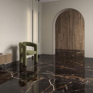 Carrelage effet marbre noir 120x120 LUX LAURANTS – Grand format luxe