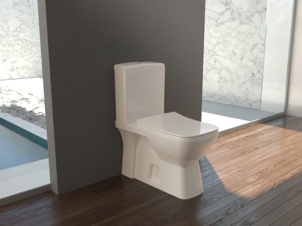 WC à poser contre mur (BTW) sans bride DURU – Design moderne avec abattant soft close