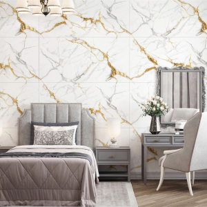 Carrelage effet marbre Friko White Brillant 60×120 cm – Sol et mur intérieur